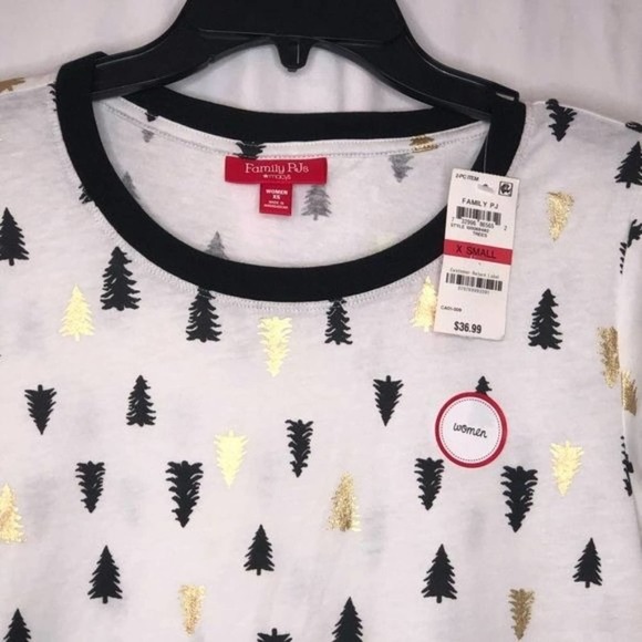 Macy's Family Pajamas Tree-Print pajama top white XS - Picture 2 of 10